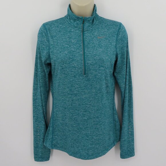 Nike Womens Extra Small XS Teal Green Heathered Pullover Quarter Zip Dri Fit - Picture 13 of 13